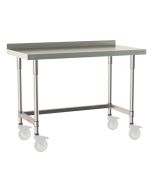 Metro TableWorx&trade; Mobile-Ready Stainless Steel Work Table with Type 316 Work Surface with Backsplash, Type 304 Frame & Legs