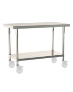 Metro TableWorx&trade; Mobile-Ready Stainless Steel Work Table with Type 316 Work Surface, Type 304 Shelf Base & Legs