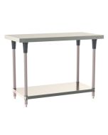 Metro TableWorx&trade; Stainless Steel Work Table with Type 304 Work Surface, Shelf Base & Metroseal Gray Epoxy Coated Legs