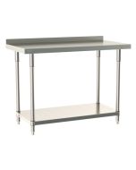 Metro TableWorx&trade; Stainless Steel Work Table with Type 316 Work Surface with Backsplash, Type 304 Shelf Base & Legs