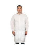 Safety Zone M1020 Breathable Polypropylene Lab Coat with 3 Pockets, White