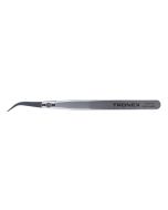 Tronex 7-ZJSA-CH Precision Stainless Steel Tweezer with Replaceable Curved, Fine, Sharp Ceramic Tips, 5.3" OAL