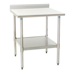 Eagle Worktable, 16 ga. 430 Stainless Steel, 4.5" Backsplash, Galvanized Shelf Base 24"x24" 