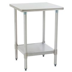 Eagle Worktable, 16 ga. 430 Stainless Steel, Flat Top, Galvanized Shelf Base 24"x24" 