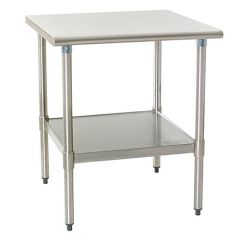 Eagle Worktable, 16 ga. 430 Stainless Steel, Flat Top, Galvanized Shelf Base 24"x30" 