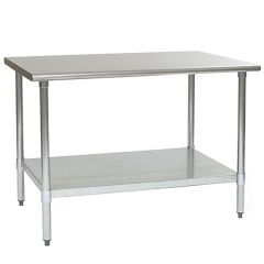 Eagle Worktable, 16 ga. 430 Stainless Steel, Flat Top, Galvanized Shelf Base 30"x48" 