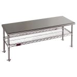 Eagle Floor-Mounted Stainless Steel Gowning Bench with Solid Top & Wire Undershelf