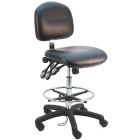 Lissner Lincoln Series Bench Height Cleanroom ESD Chair with Standard Seat & Back, Vinyl, Nylon Base