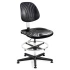 Bevco 7300DC Dura Mid-Height Class 10 Cleanroom Chair with Black Nylon Base, Black Polyurethane