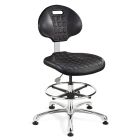 Bevco 7550C1 Everlast Bench Height Class 10 Cleanroom Chair with Polished Aluminum Base, Polyurethane