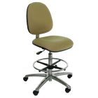 Industrial Seating Series 20S Bench Height Cleanroom Chair with Small Waterfall Seat & Polished Aluminum Base, Vinyl 