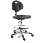 Lissner Bench Height ESD Chair with Polished Aluminum Base, Black Urethane