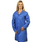 TechWear 371ACS Nylostat Knee-Length ESD Lab Coat with Lapel Collar, Royal Blue