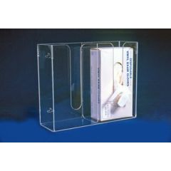 AK, LTD. AK-777-2 Acrylic One-Size-Fits-All Glove Dispenser with 2 Slots, 4.25" x 13" x 11"