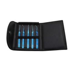 Aven Tools 18800BTK Blue-Tek 5-Piece Stainless Steel Tweezers Kit with Storage Case