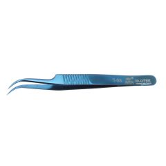 Aven Tools 18872 Blue-Tek 7-SS Stainless Steel Tweezers with 40&deg; Curved, Fine Tips, 4.76" OAL