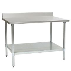 Eagle Worktable, 16 ga. 430 Stainless Steel, 4.5" Backsplash, Galvanized Shelf Base 24"x60" 