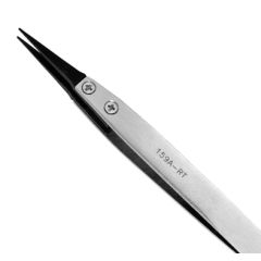 Excelta 159A-RT Three Star 5.00" Straight Fine Point Replaceable Tip Carbofib Tweezer