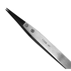 Excelta 159B-RT Three Star 5.00" Straight Blunt Point Replaceable Tip Carbofib Tweezer