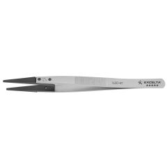 Excelta 162D-RT &#9733;&#9733;&#9733;&#9733;&#9733; Neverust&reg; Stainless Steel Tweezers with Finger Grips & Replaceable Peek, Straight, Pointed 0.080" Wide Tips