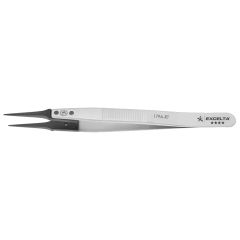 Excelta 179A-RT &#9733;&#9733;&#9733;&#9733; ESD-Safe Neverust&reg; Stainless Steel Tweezers with Finger Grips & Replaceable Copolymer, Straight, Pointed Tips