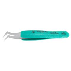 Excelta 6-SA-ET &#9733;&#9733;&#9733; ESD-Safe Stainless Steel Tweezer with Ergo-Tweeze&reg; Handle & 70&deg; Angled, Flat Sharp, Pointed Tips