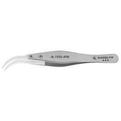 Excelta M-759D-RTW &#9733;&#9733;&#9733; Neverust&reg; Stainless Steel Tweezers with Replaceable Acetal, 40&deg; Curved Tips 