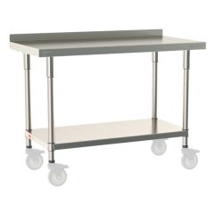 Metro TableWorx&trade; Mobile-Ready Stainless Steel Work Table with Type 304 Work Surface with Backsplash, Shelf Base & Legs