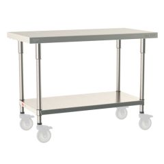 Metro TableWorx&trade; Mobile-Ready Stainless Steel Work Table with Type 316 Work Surface, Type 304 Shelf Base & Legs