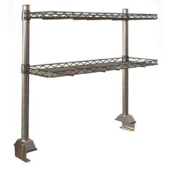 Metro TableWorx&trade; Riser with (2) Rear Cantilevered Type 304 Stainless Steel Wire Shelves, includes Drop Mat
