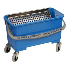 MicroNova B-7 SlimLine&trade; Plastic Buckets with Casters, 6 Gallon Capacity Dark Blue