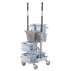 Vileda 143774 CE Pre-Prepared Trolley Stainless Steel System, 28" x 30" x 37"