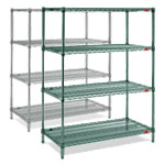 Metroseal® Gray & Green Wire Shelving Units